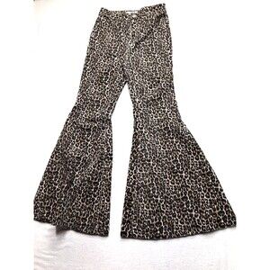 WE THE FREE People Wide Flare Jean Women 29 Reg (26x30) Leopard Print Stretch